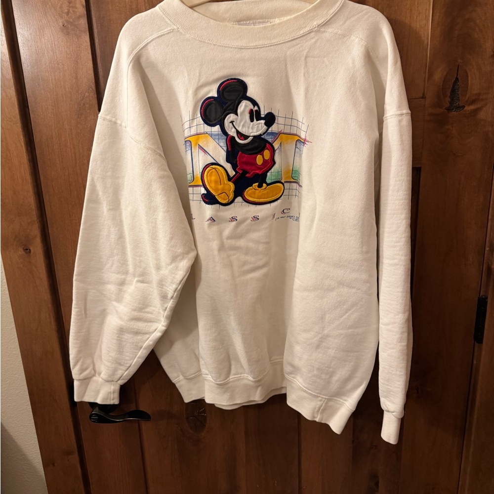 White Sweatshirt with Mickey Mouse Design
